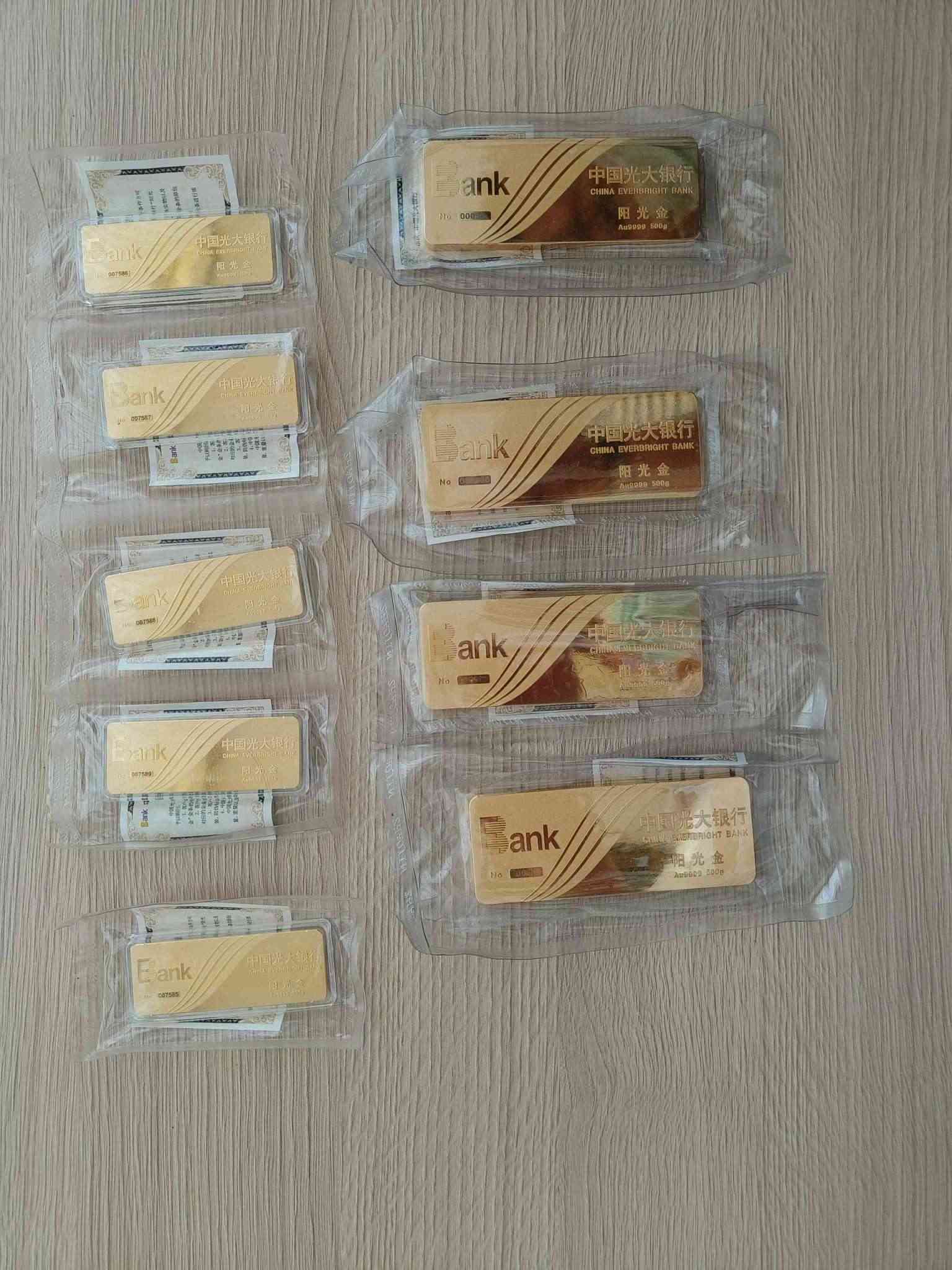 3-11.涉案黃金一宗（500g*4塊、100g*5塊）共9塊，2500g